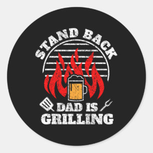Sticker Rond T-shirt drôle pour hommes BBQ Fumeur Reculez Papa