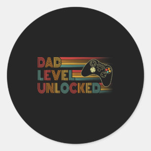 Sticker Rond T-shirt drôle pour nouveau papa, niveau papa déblo