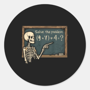 Sticker Rond T-shirt drôle squelette Halloween Blague Brainrot