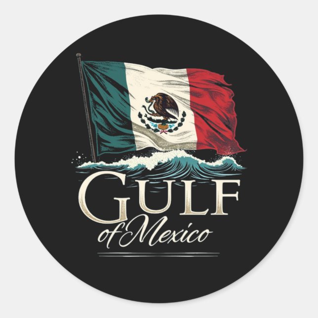 Sticker Rond T-shirt du golfe du Mexique avec drapeau mexicain  (Devant)