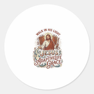 Sticker Rond T-Shirt Encouragement pour Handicapés Jésus Inspir