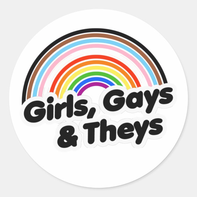 Sticker Rond T-shirt FILLES, GAYS & THEYS (Devant)