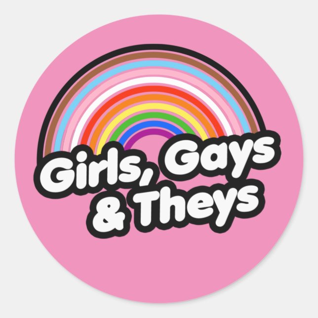 Sticker Rond T-shirt FILLES, GAYS & THEYS (Devant)