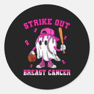 Sticker Rond T-Shirt Frapper Le Cancer Du Sein Garçon Baseball