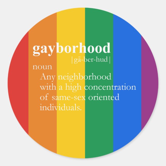 Sticker Rond T-shirt GAYBORHOOD / T-shirt Gay Slang (Devant)