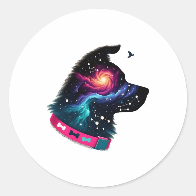 Sticker Rond T-shirt graphique Galactic Pup (Devant)