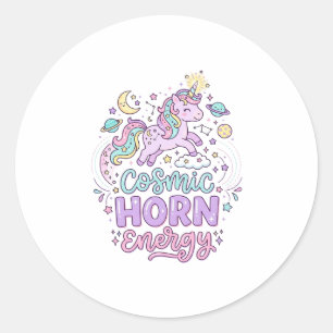 Sticker Rond T-shirt graphique pastel mignon énergie corne cosm