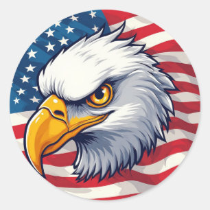 Sticker Rond T-shirt graphique tête d'aigle – Vêtements de fier