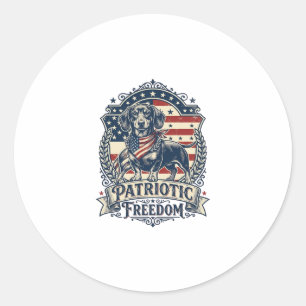Sticker Rond T-shirt graphique vectoriel de teckel patriotique_