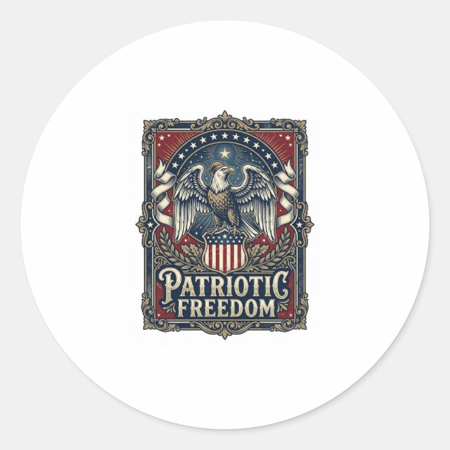 Sticker Rond T-shirt graphique vectoriel Patriotic Stargazer (Devant)