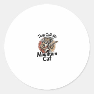 Sticker Rond T-shirt graphique vintage de chat de montagne grav