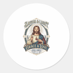 Sticker Rond T-shirt graphique vintage Jesus Thrift Store chass