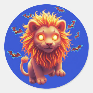 Sticker Rond T-shirt Halloween Lion Fantôme pour les amoureux d
