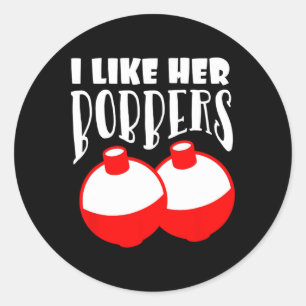 Sticker Rond T-shirt homme J'aime ses bobbers drôle de pêche co