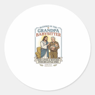Sticker Rond T-shirt humour gardien grands-parents Jésus Foi B
