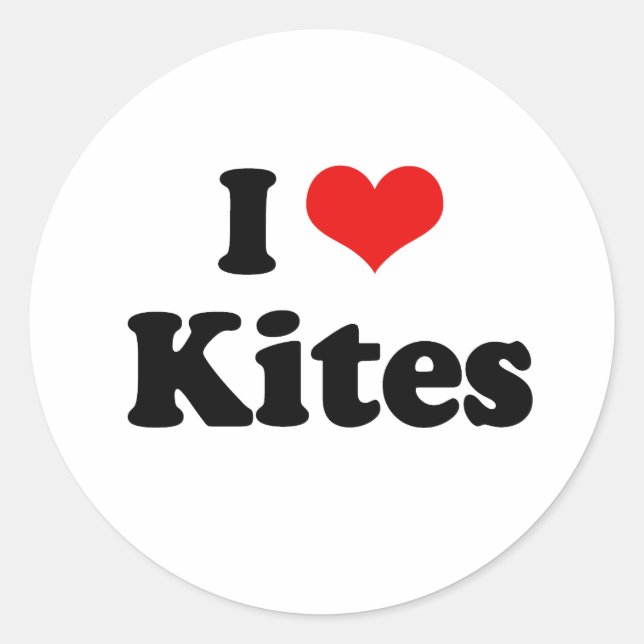 Sticker Rond T-shirt I Love Kites (Devant)