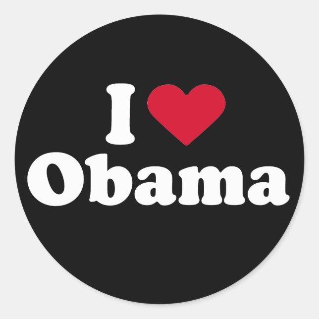 Sticker Rond T-shirt I Love Obama (Devant)