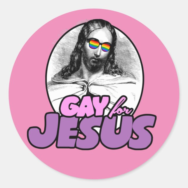 Sticker Rond T-Shirt Jésus Fierté (Devant)