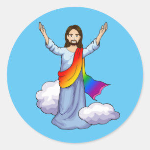 Sticker Rond T-Shirt Jésus Gay