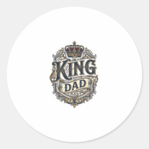 Sticker Rond T-shirt King Dad gravure vintage pour la fête des