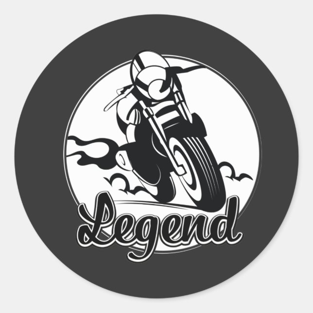 Sticker Rond T-Shirt Legend Moto (Devant)