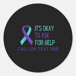Sticker Rond T-shirt Ligne d'assistance 988 Prévention du suici