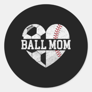 Sticker Rond T-shirt Maman Balle Cœur Drôle Baseball Football M