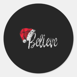 Sticker Rond T-shirt Noël Vintage - Croyez au Père Noël