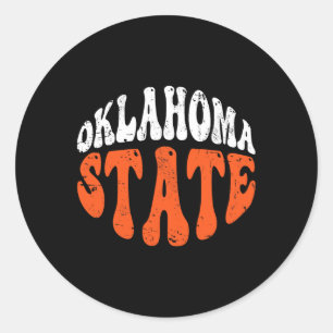 Sticker Rond T-shirt Oklahoma State Rétro Design Usé