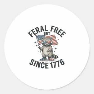 Sticker Rond T-shirt patriotique de Raton Laveur Sauvage Mais L
