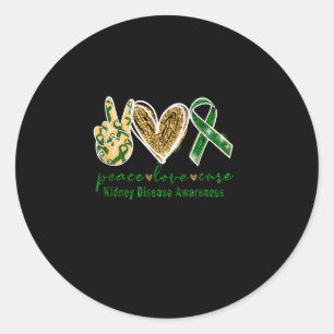 Sticker Rond T-shirt Peace Love Cure Kidney Disease Awareness