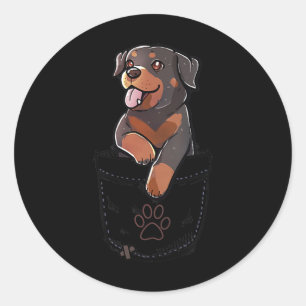 Sticker Rond T-shirt Pocket Cute Rottweiler Puppy Dog