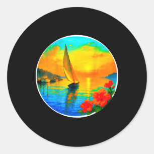 Sticker Rond T-shirt pour amateurs de voile nautique - Croisièr