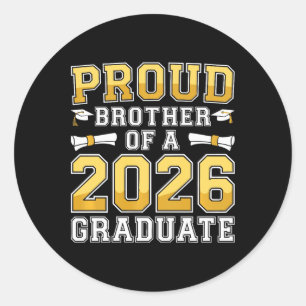 Sticker Rond T-shirt pour homme fier frère d'un diplômé de 2026