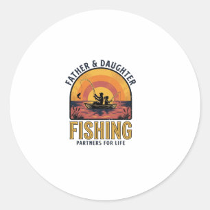 Sticker Rond T-shirt pour papa et fille partenaires de pêche po