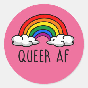 Sticker Rond T-Shirt QUEER AF
