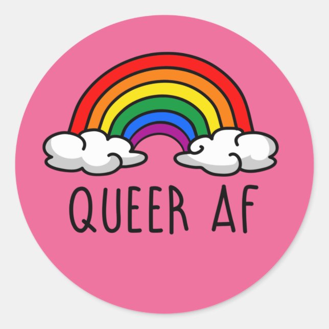 Sticker Rond T-Shirt QUEER AF (Devant)