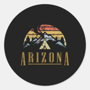 Sticker Rond T-shirt rétro camping feu de camp montagnes Arizon