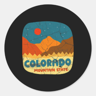 Sticker Rond T-shirt rétro Colorado Mountain State Rocky Mounta