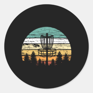 Sticker Rond T-shirt rétro de disc golf, golf de frisbee vintag