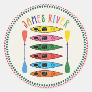 Sticker Rond T-shirt Retro James River Kayaking
