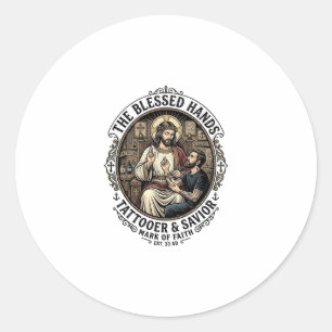 Sticker Rond T-Shirt Studio Jésus Artiste Tatouage Inspirant F