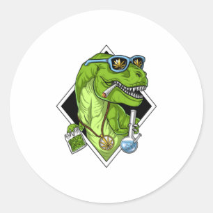 Sticker Rond T-shirt T-Rex Dinosaur Stoner