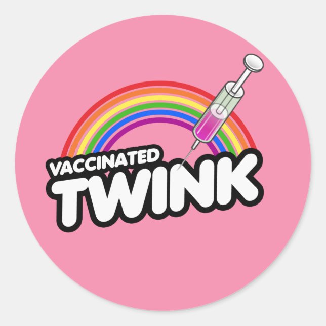 Sticker Rond T-shirt TWINK VACCINÉ (Devant)