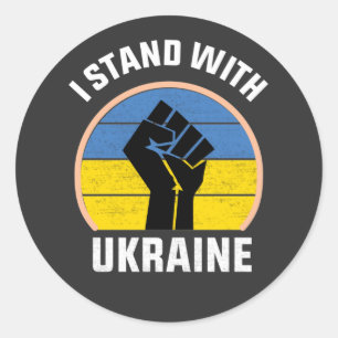 Sticker Rond t-shirt ukraine libre, je suis avec l'ukraine