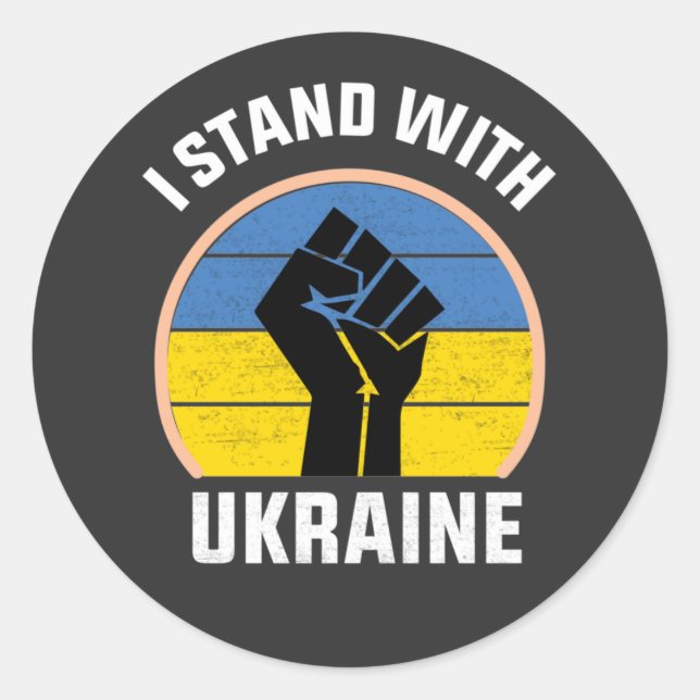 Sticker Rond t-shirt ukraine libre, je suis avec l'ukraine (Devant)