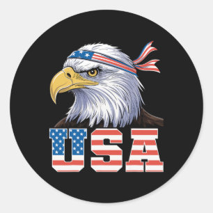 Sticker Rond T Shirt Usa Drapeau Américain Hommes Femmes Enfant