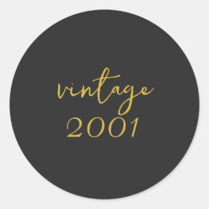 Sticker Rond T-Shirt Vintage 2001 Personnalisé