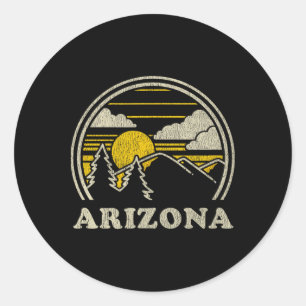 Sticker Rond T Shirt Vintage Arizona Az Randonnée Montagnes Tee