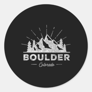 Sticker Rond T Shirt Vintage Boulder Colorado Co Randonnée Rétr